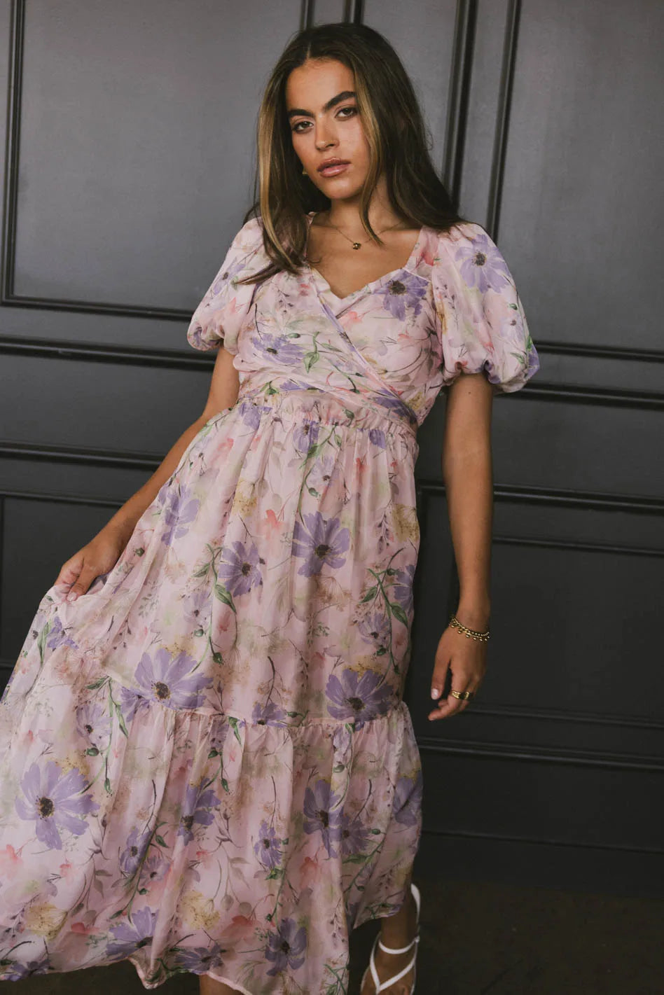 Angelique Floral Tie Dress in Pink