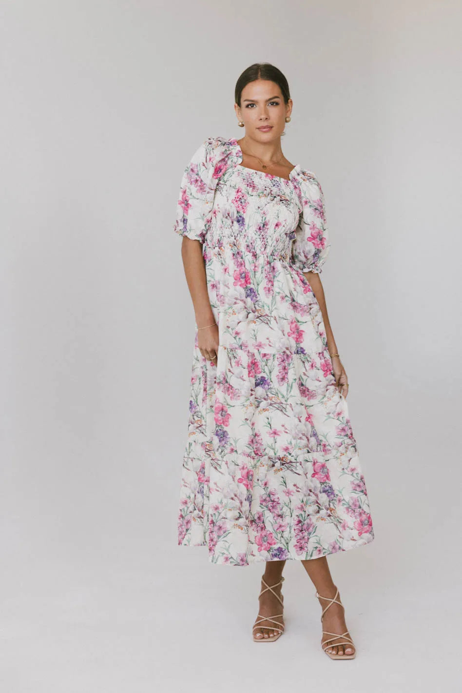 Luciana Floral Smocked Midi Dress