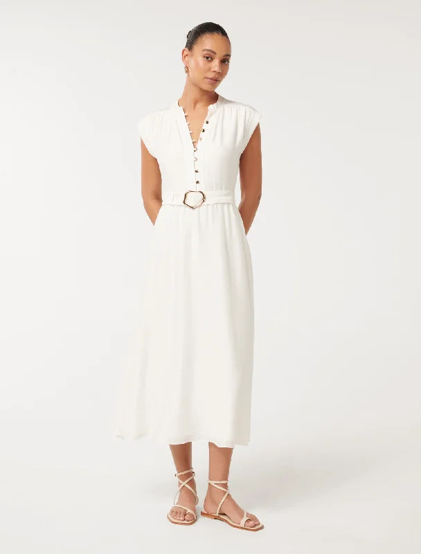 Lucille Textured Belted Midi Dress