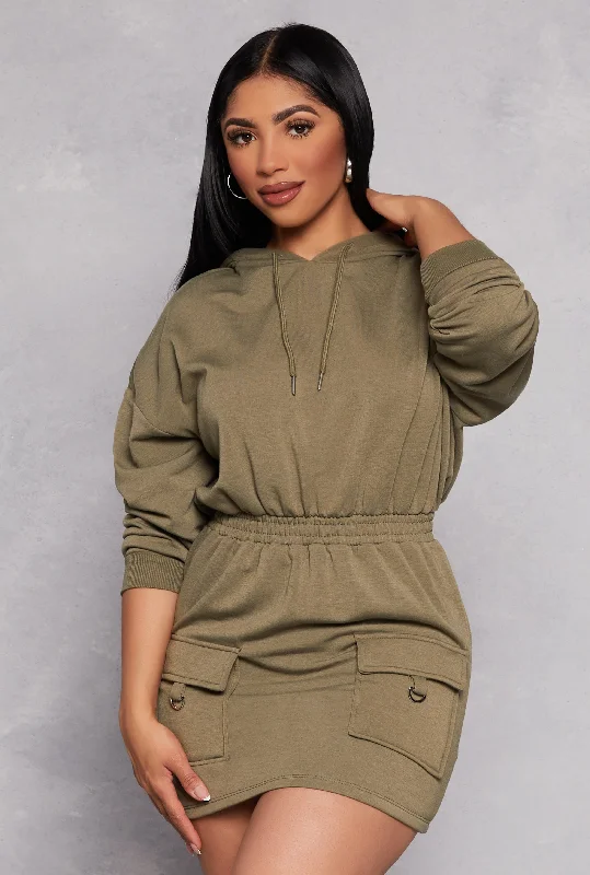 Almost Famous Elastic Waist Hoodie Dress