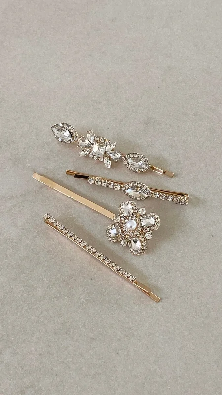 Adalyn Hair Clip Set - Pearl/Gold