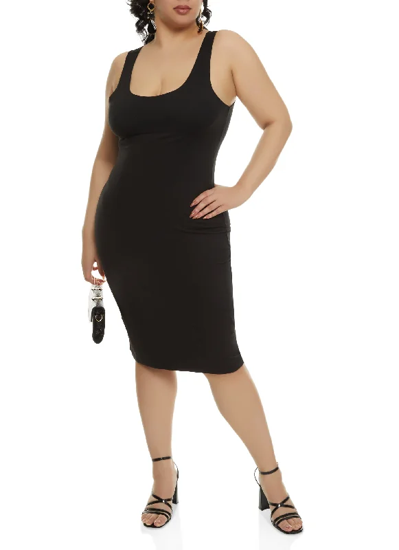 Plus Size Basic Midi Tank Dress