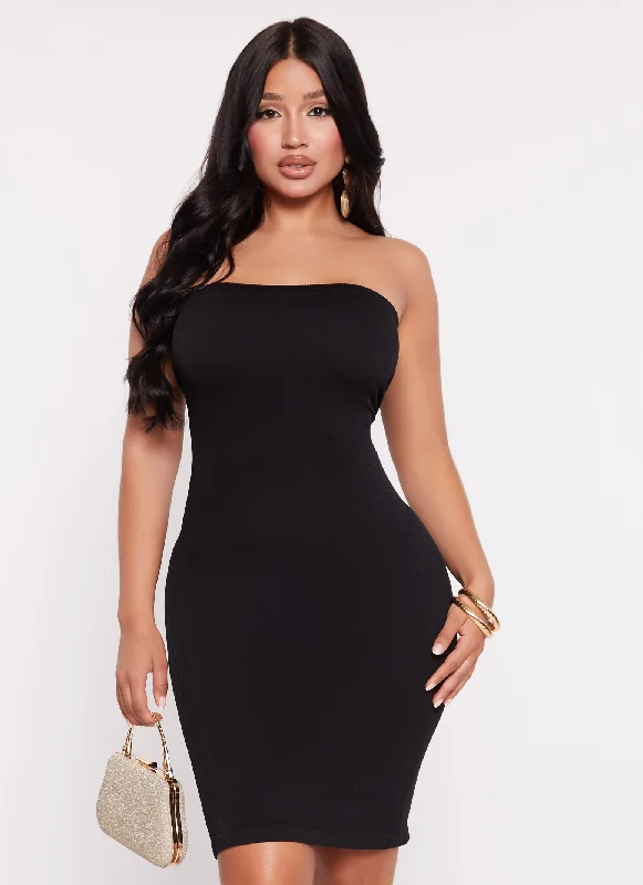 Ribbed Seamless Tube Dress