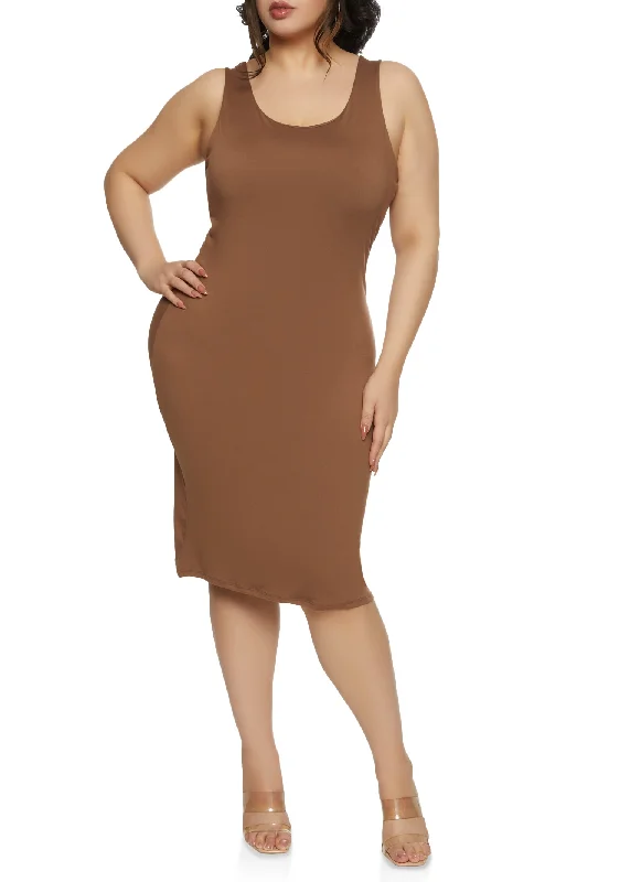 Plus Size Basic Midi Tank Dress