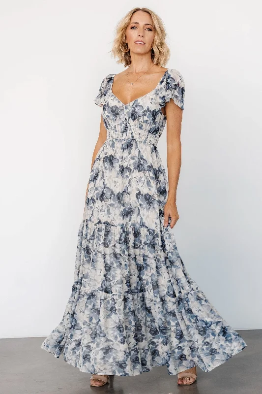 Genevive Maxi Dress | Cream + Blue Floral