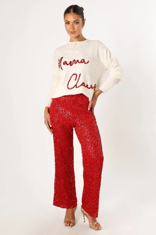 Lilianna Sequin Flare Pant - Red