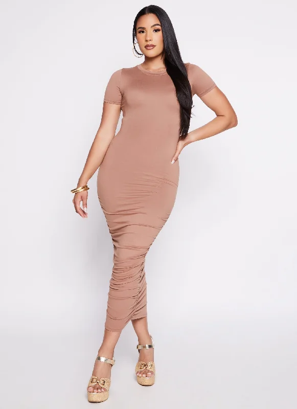 Ruched T Shirt Midi Dress