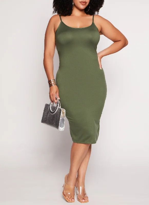 Plus Size Basic Scoop Neck Cami Midi Dress