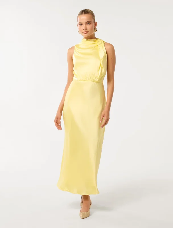 Sienna High Neck Satin Maxi Dress