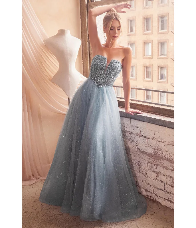 Cinderella Divine Smoky Blue Glitter Bodice & Tulle Prom Ball Gown