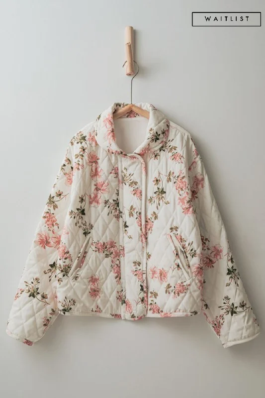 Waitlist 11/20 ♥ Astrid Long Sleeve Floral Print Quilted Shacket Ivory