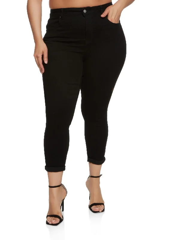 Plus Size WAX Basic Rolled Cuff Jeans