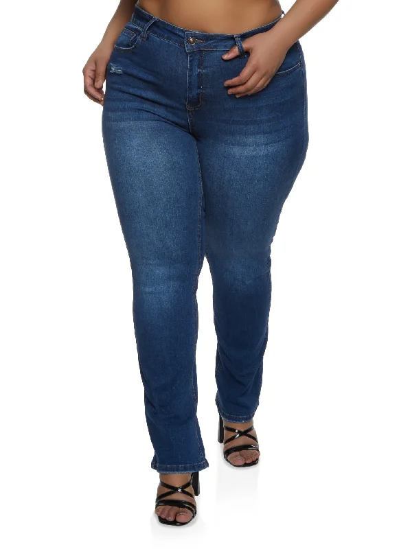 Plus Size WAX Whiskered Boot Cut Jeans