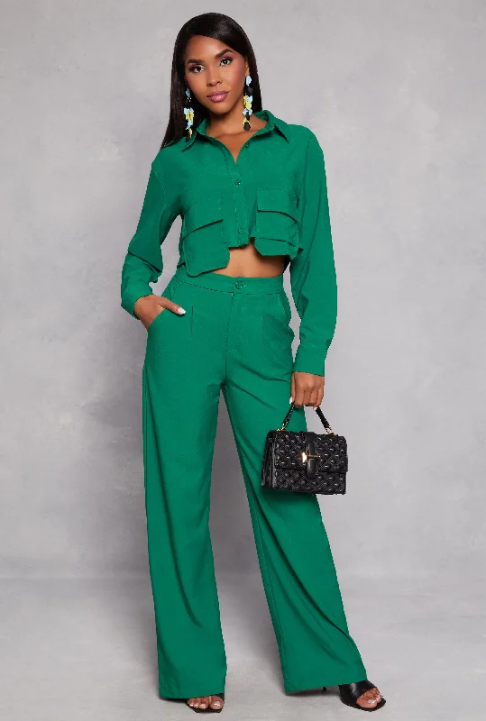 Crepe Knit Wide Leg Dress Pants