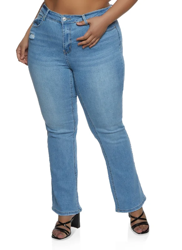 Plus Size WAX Whiskered Boot Cut Jeans