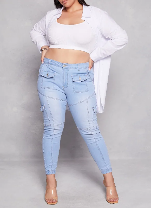 Plus Size VIP Cargo Denim Joggers