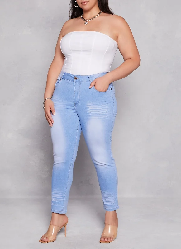 Plus Size VIP Whiskered Skinny Jeans