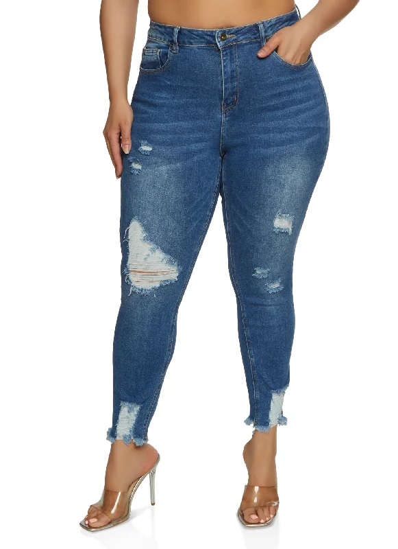 Plus Size WAX High Waist Ripped Skinny Jeans