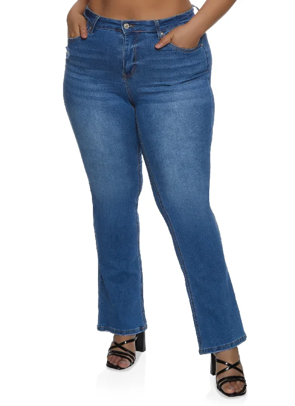 Plus Size WAX Whiskered Boot Cut Jeans