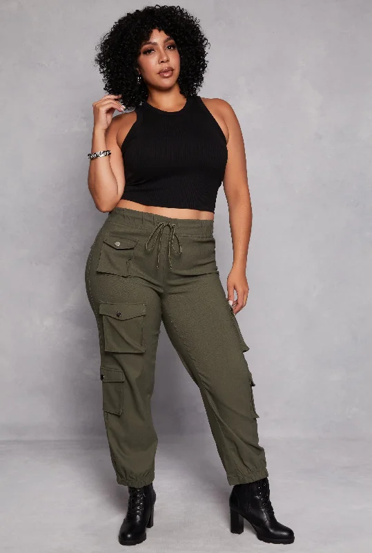 Plus Size High Waisted Cargo Joggers