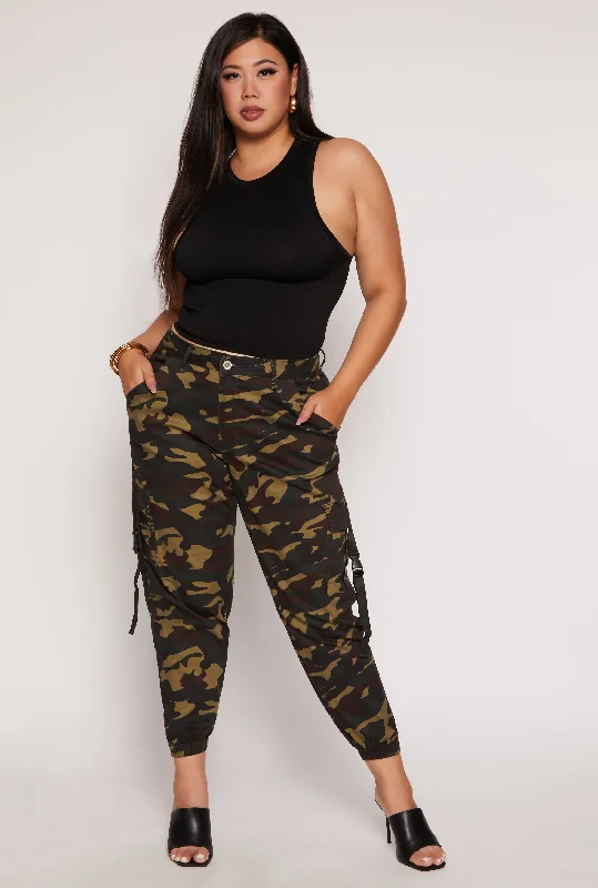 Plus Size VIP Camo Cargo Joggers