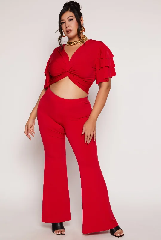 Plus Size High Waist Flare Pants