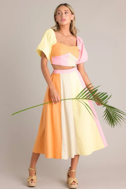 Sherbet Dreams Pastel Multi Midi Skirt