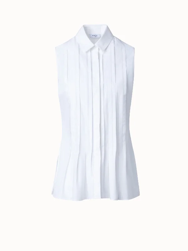 Sleeveless Cotton Poplin Blouse