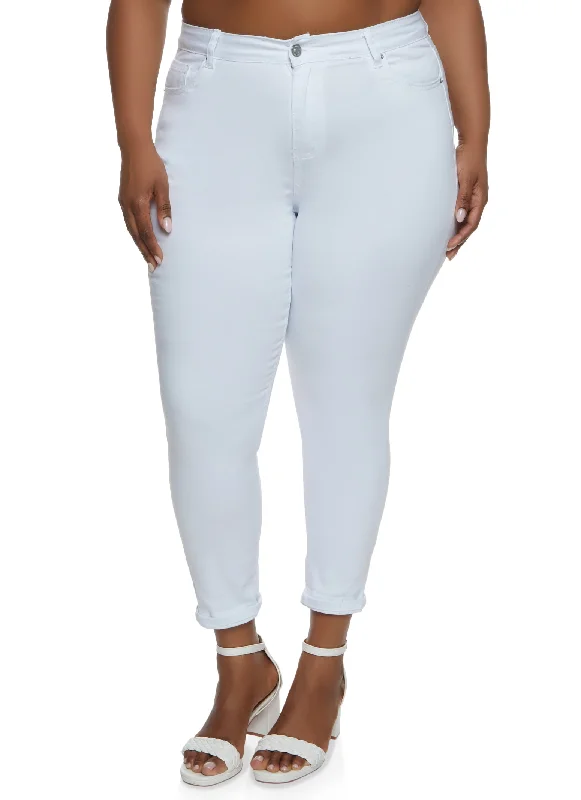 Plus Size WAX Basic Rolled Cuff Jeans