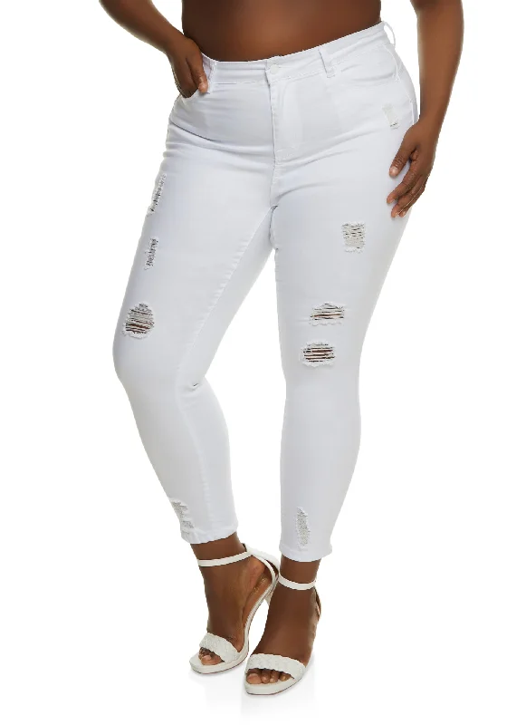 Plus Size WAX High Rise Distressed Push Up Skinny Jeans