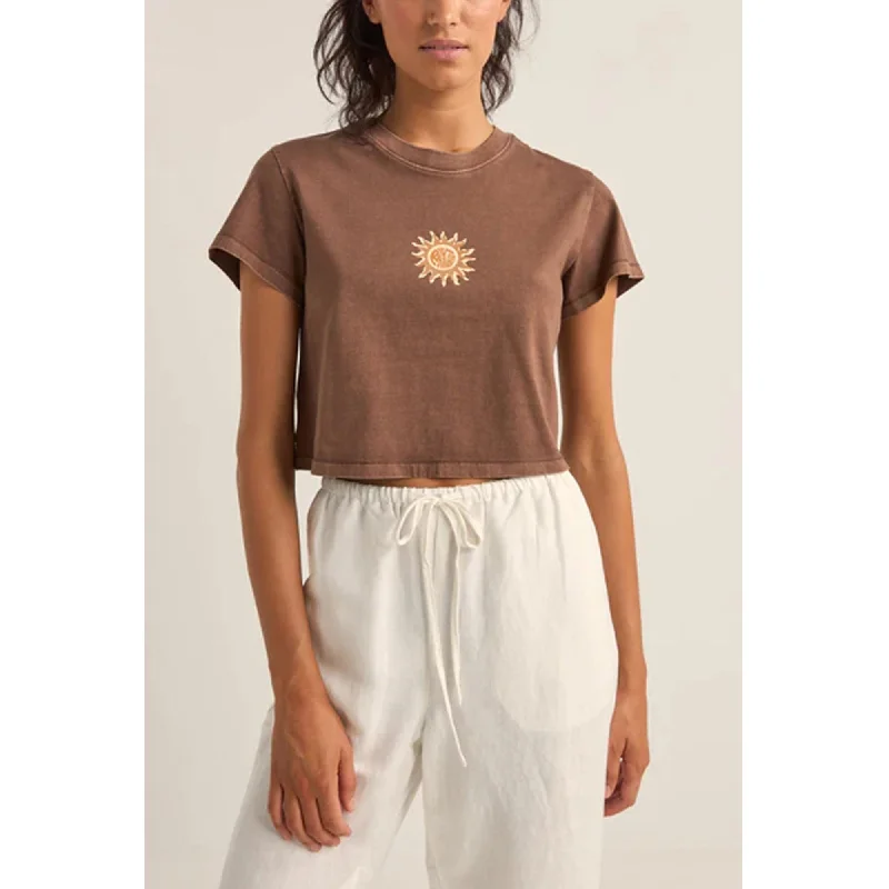 Rhythm Sunshine Crop Crew Women's S/S T-Shirt - Chocolate