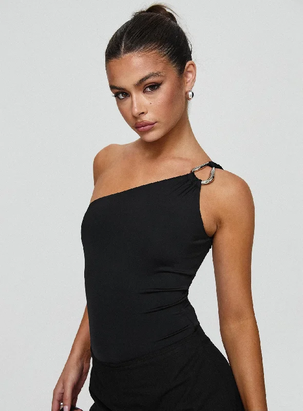 Talija One Shoulder Bodysuit Black