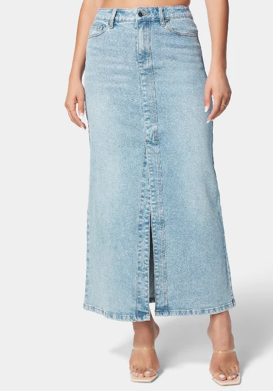 5 Pockets Denim Column Skirt