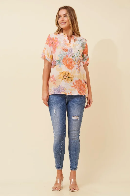 ARCHANA FLORAL DIAMANTE TOP