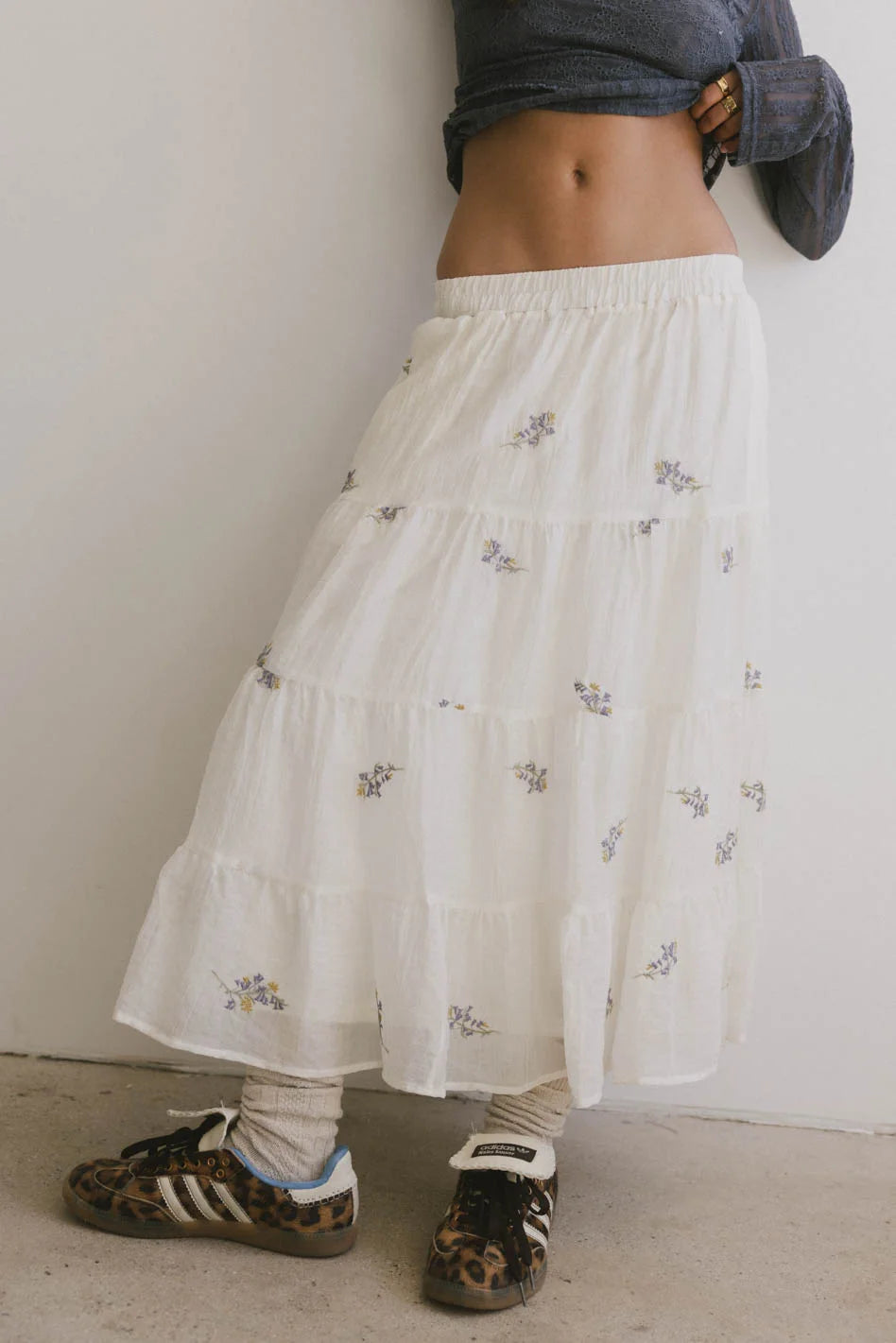 Bluebell Embroidered Midi Skirt