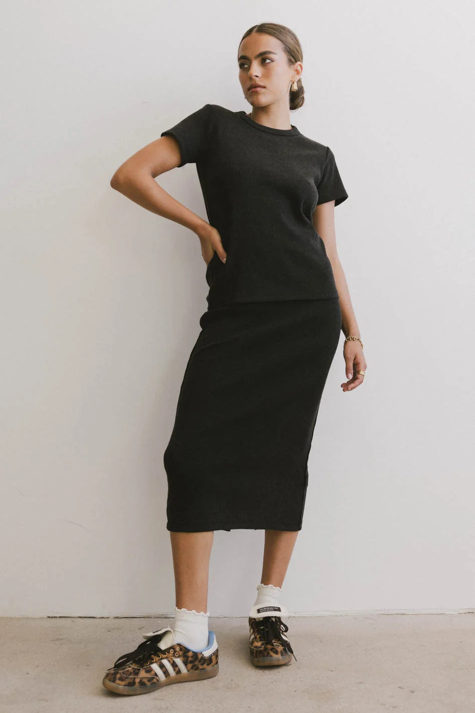 Calais Ribbed Skirt in Black