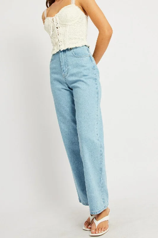 Denim Wide Leg Jean High Rise Crop