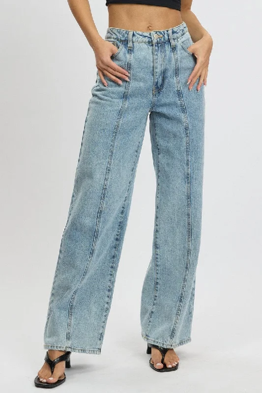 Denim Wide Leg Jean Mid Rise