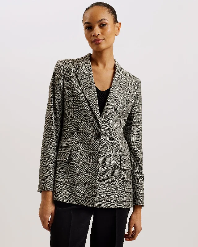 Jommia Wool Check Boyfriend Blazer Black