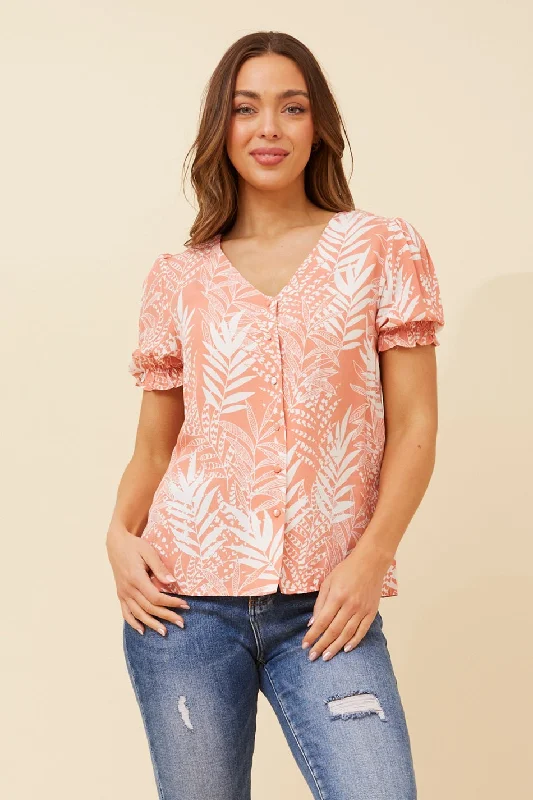 PAULETTE LEAF PRINT TOP