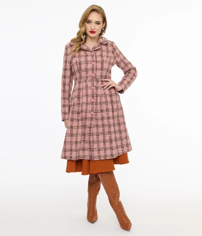 Voodoo Vixen 1960s Pink Plaid Coat